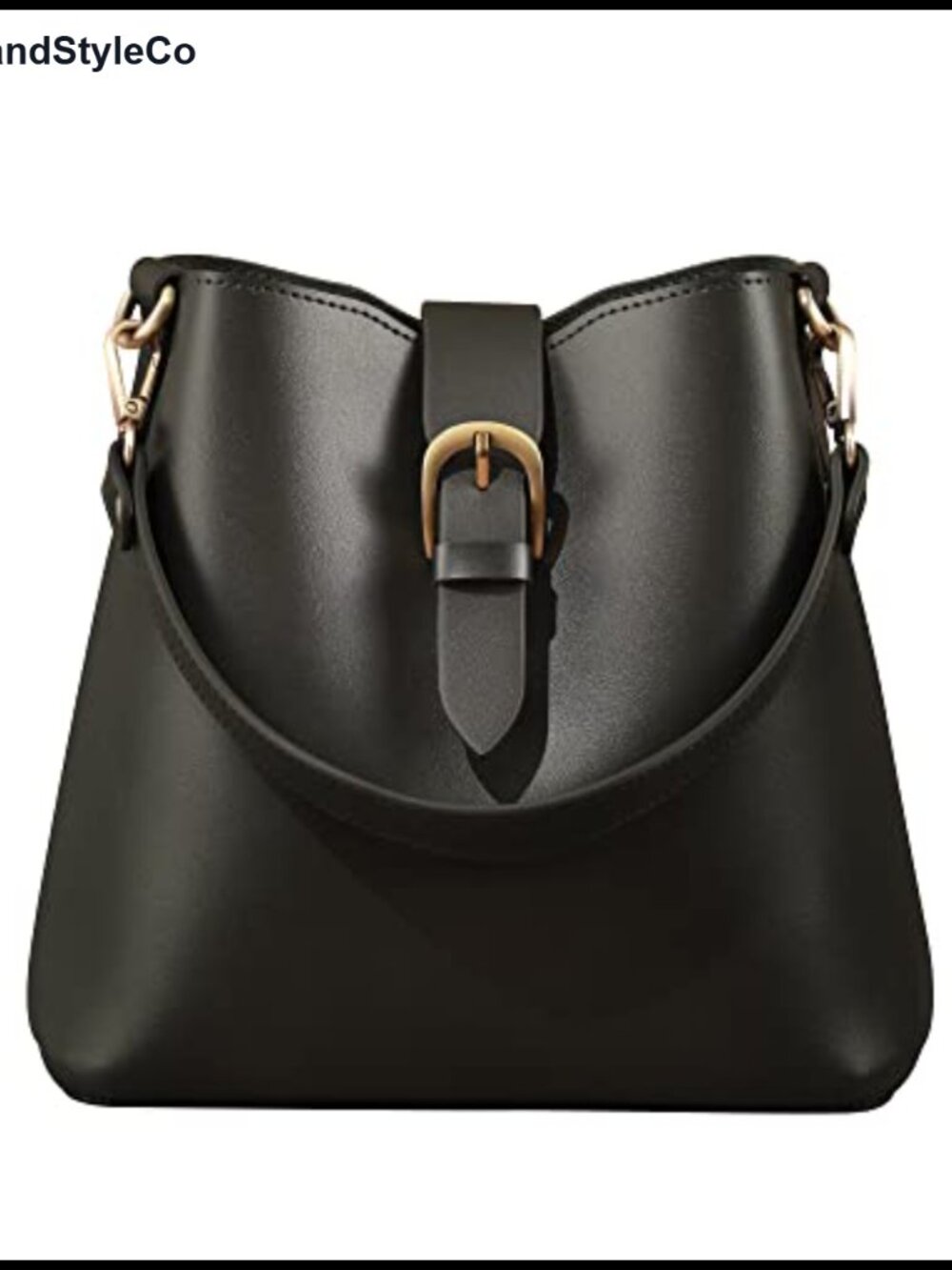 Vegan Leather Bucket Bag Hobo Shoulder Handbag Removable Pouch